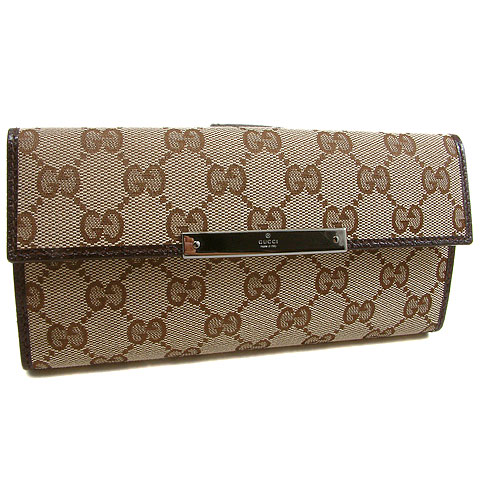 Authentic Gucci GG Canvas Continental Wallet 112715 Brown